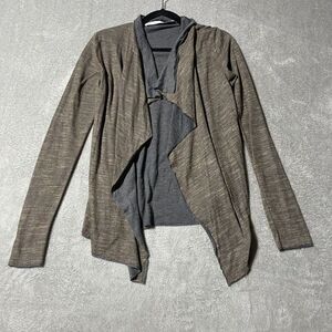 Lola and Sophie Cardigan Womens XS Anthropologie Grey Brown Waterfall Wool Blend